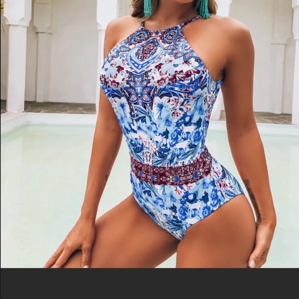 BOHO Floral print one piece swim suit